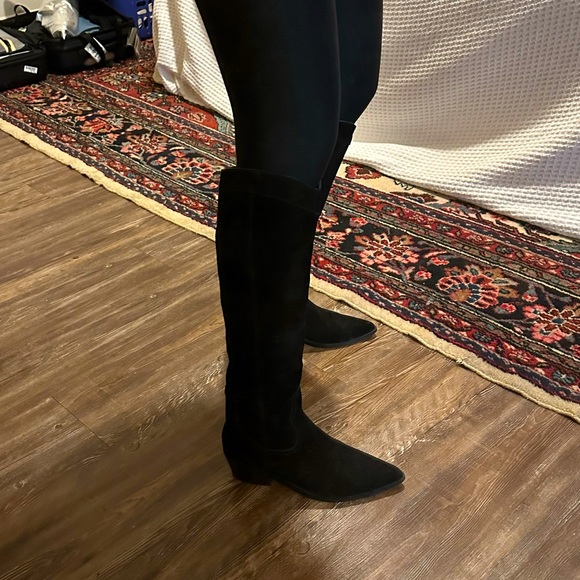 Genuine Suede Nine West Knee High Black Western Boot - Picture 7 of 7